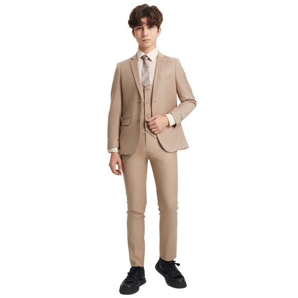 EXCLUSIVE Stacy Adams 5pc Boys Suit Slim-Fit, Mid Tan - Picture 3 of 5